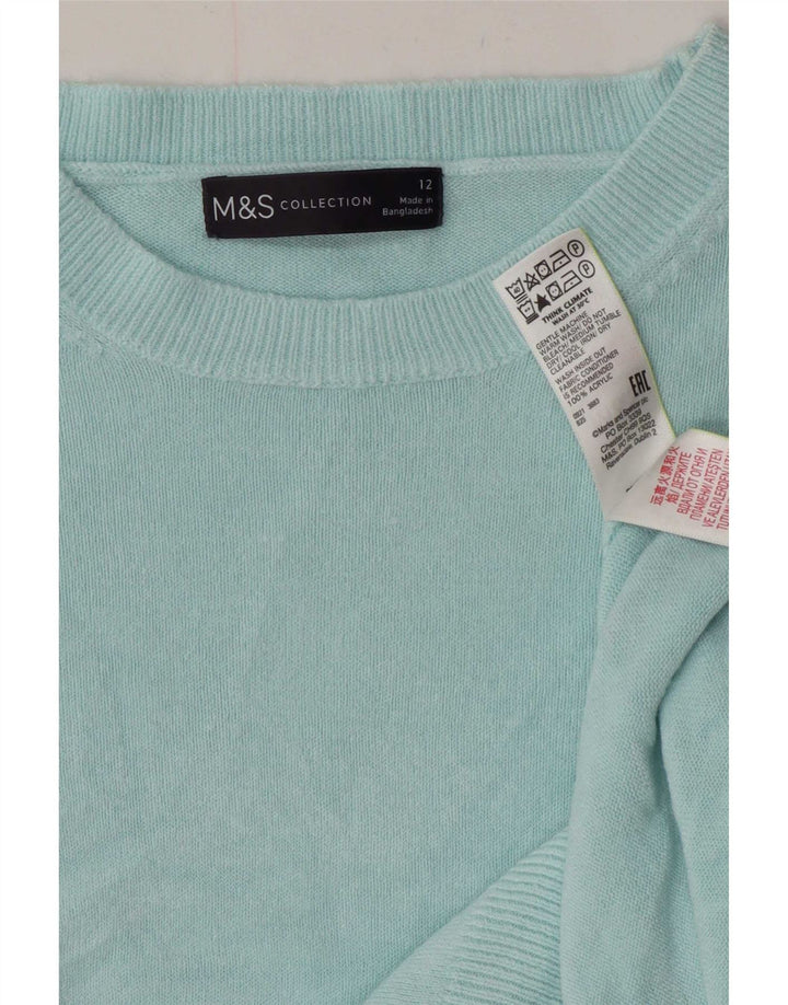 Suéter feminino Marks & Spencer com gola redonda Reino Unido 12 turquesa médio