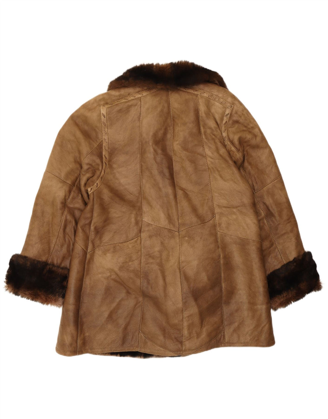 Casaco feminino vintage de shearling EU 40 Shearling marrom médio