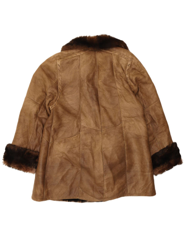 Casaco feminino vintage de shearling EU 40 Shearling marrom médio
