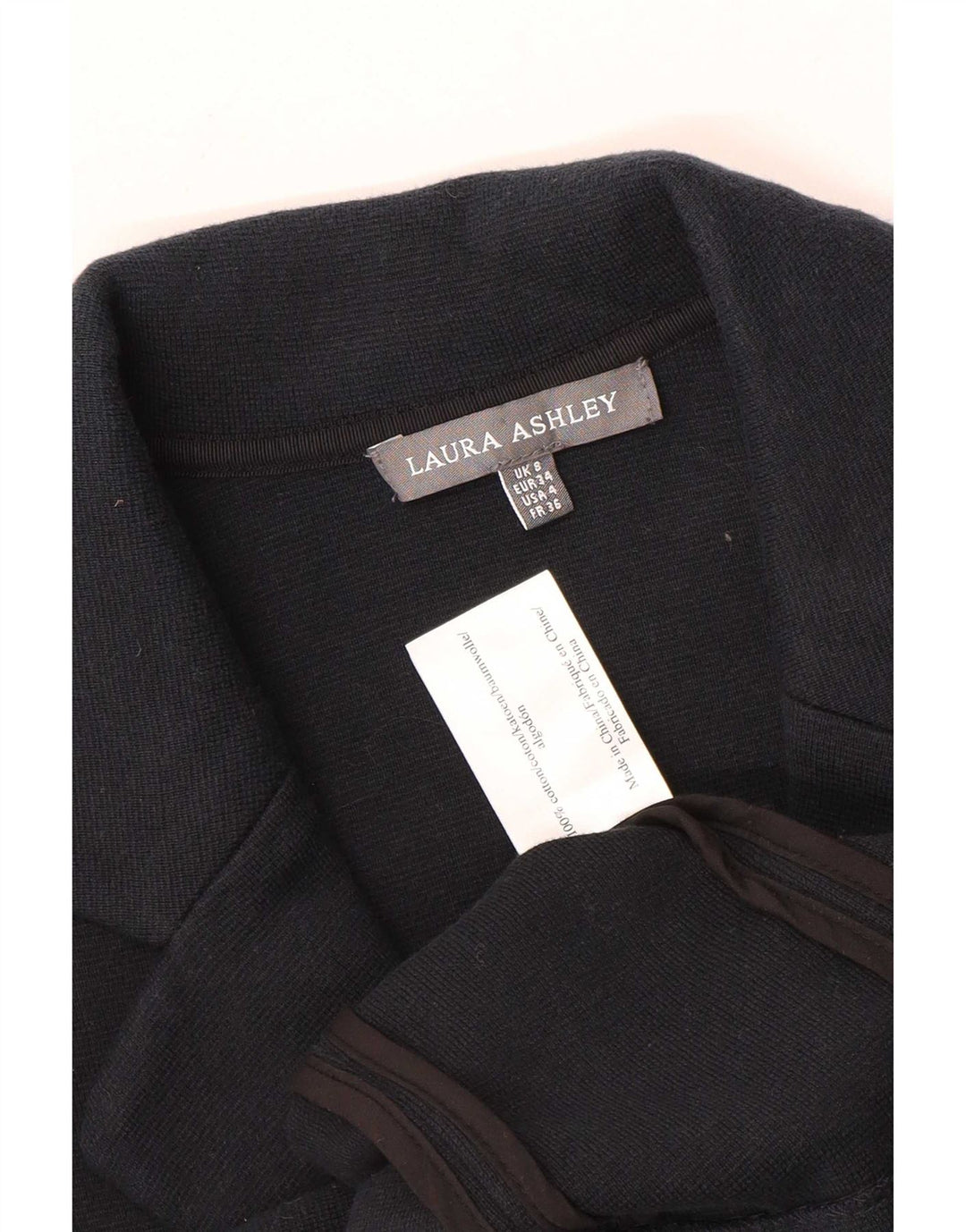 Laura Ashley Jaqueta blazer feminina de malha com 3 botões Reino Unido 8 pequena azul marinho algodão