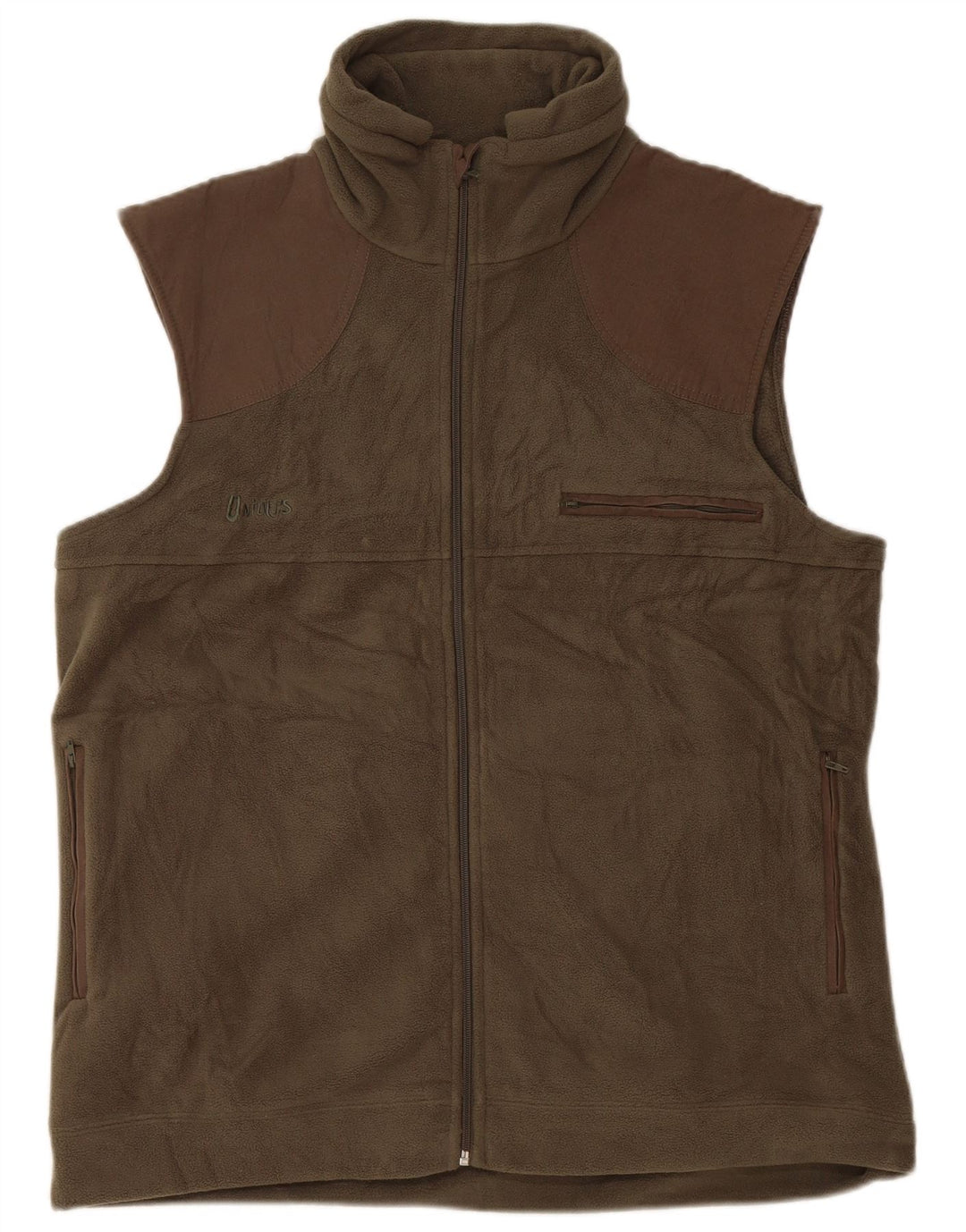 Gilet de lã feminino vintage UK 18 XL poliéster cáqui