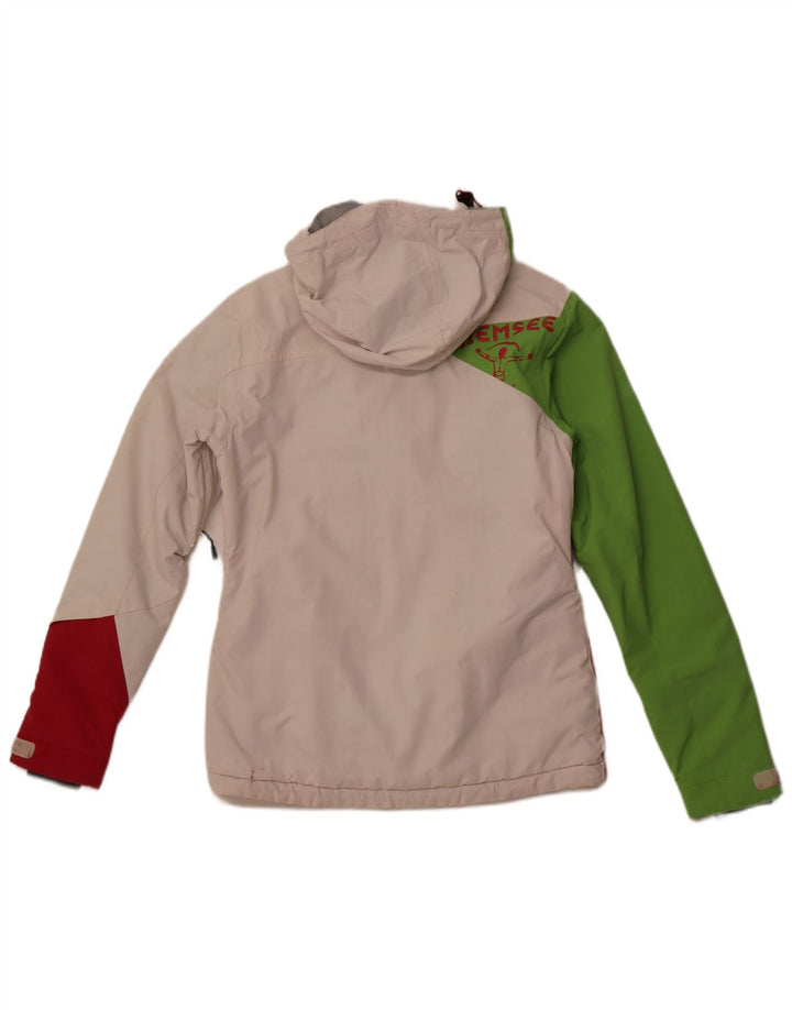 Jaqueta corta-vento feminina com capuz CHIEMSEE UK 6 XS branco colorblock