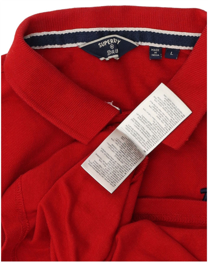 Superdry camisa polo masculina gráfica grande algodão vermelho