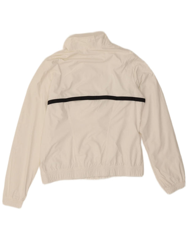 Nike Womens Tracksuit Top Jacket UK 14 Medium White Colourblock Poliéster