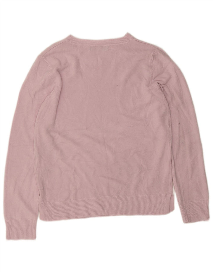 Suéter feminino Marks & Spencer com gola redonda Reino Unido 12 acrílico rosa médio