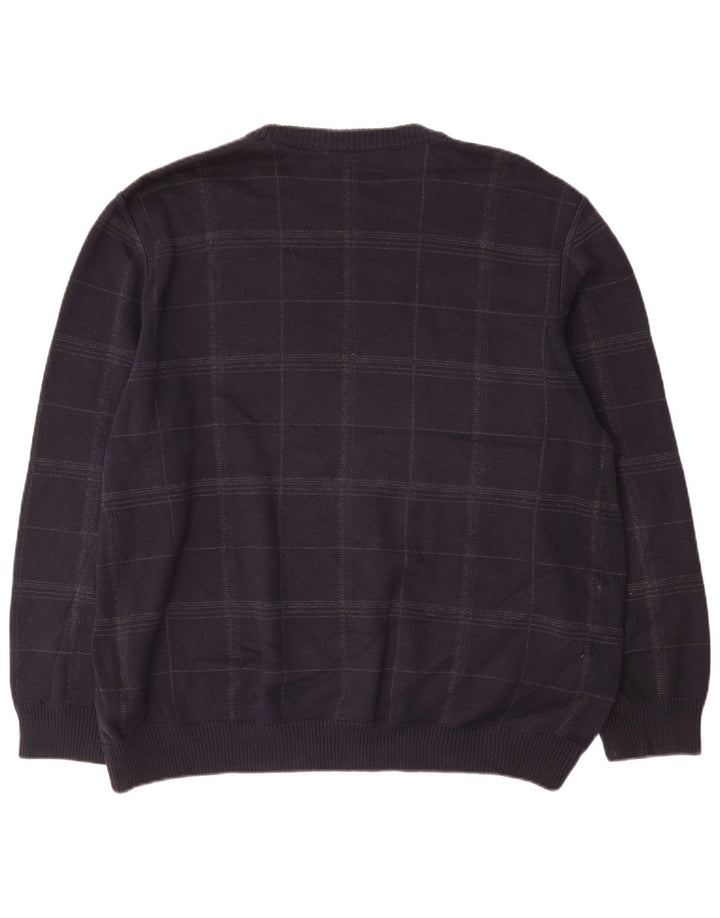 Suéter masculino Marks & Spencer com gola redonda XL azul marinho xadrez algodão