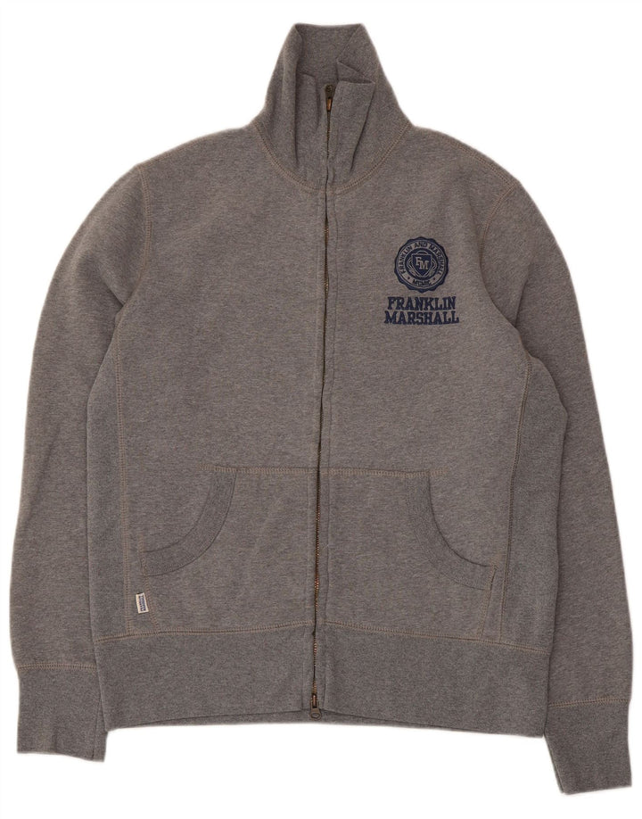 Franklin Marshall Mens Graphic Tracksuit Top Jacket Cinza Médio