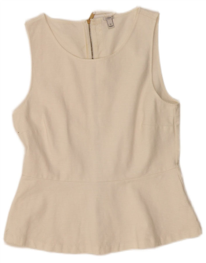Blusa feminina sem mangas J. CREW UK 12 algodão branco médio