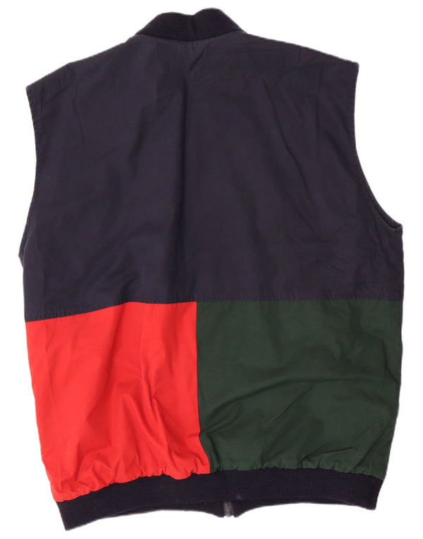 Colete reversível masculino vintage UK 42 XL azul marinho colorblock