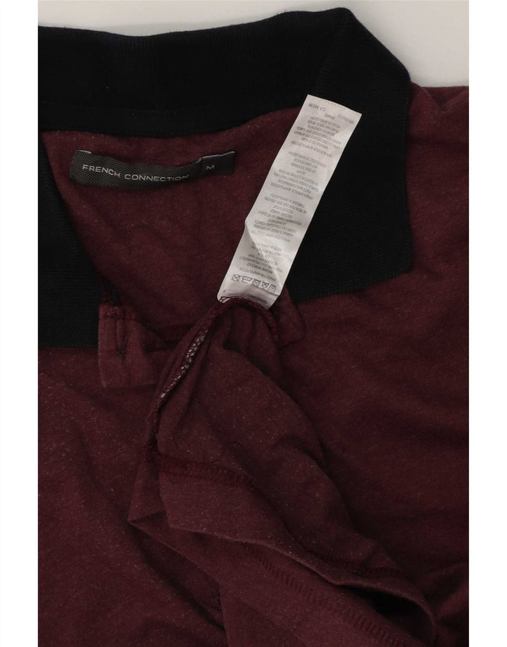 Camisa polo masculina de rugby French Connection algodão médio Borgonha