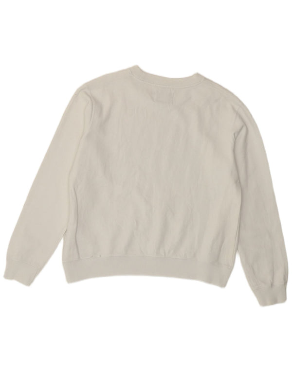 Calvin Klein moletom gráfico feminino jumper UK 10 pequeno algodão branco