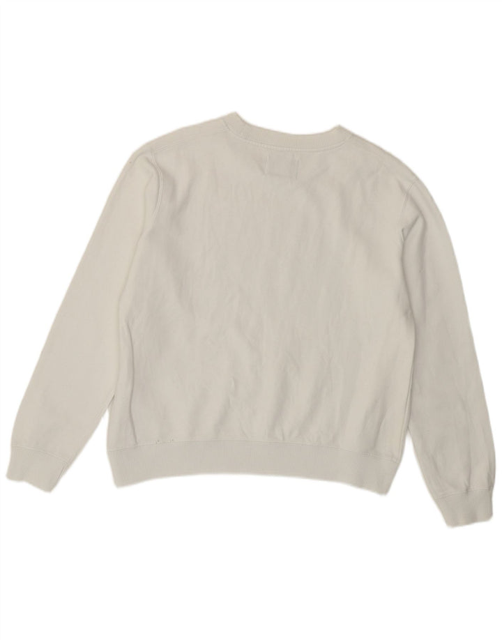 Calvin Klein moletom gráfico feminino jumper UK 10 pequeno algodão branco