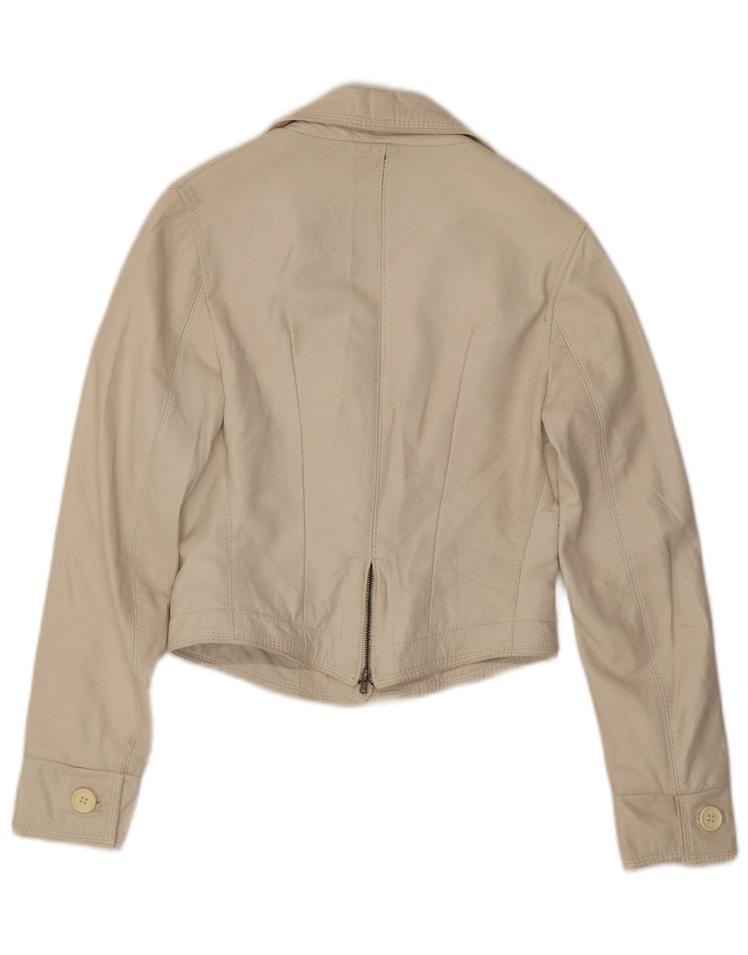 Jaqueta blazer feminina de couro com 3 botões NADINE Reino Unido 10 couro branco pequeno