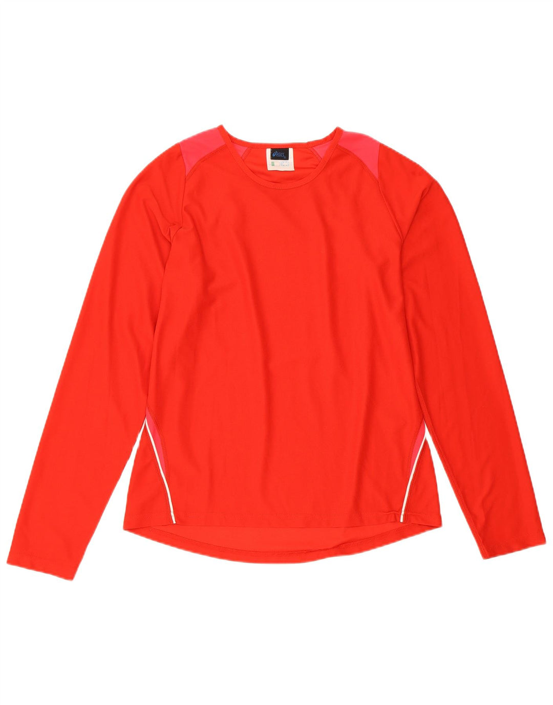 Top feminino ASICS manga comprida UK 10 pequeno poliéster colorblock vermelho