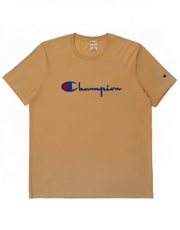 Camiseta masculina estampada Champion grande algodão bege