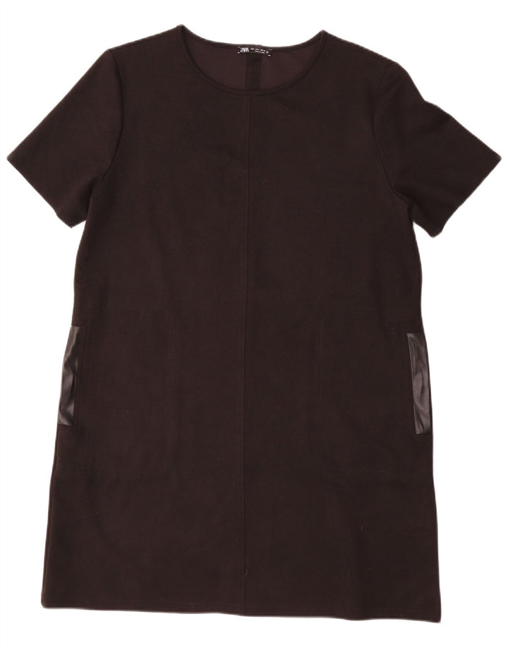 Vestido feminino Zara UK 16 grande poliéster preto