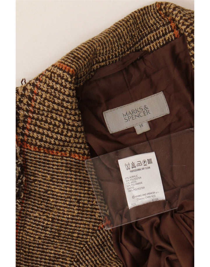 Jaqueta blazer feminina MARKS & SPENCER Reino Unido 14 médio marrom houndstooth