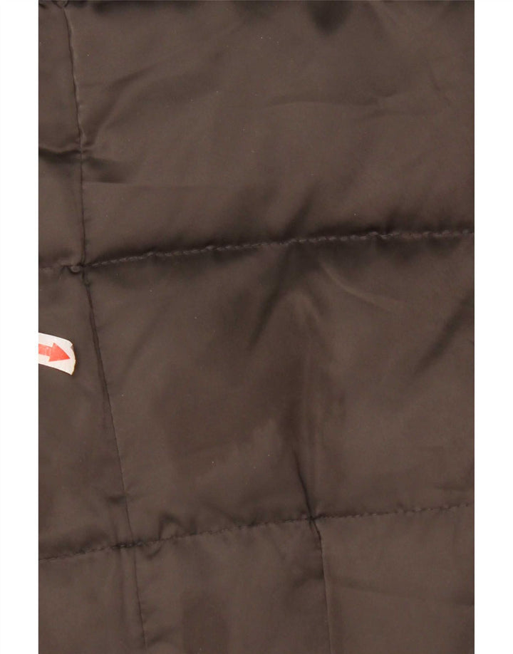 Casaco acolchoado com capuz feminino Zara UK 12 poliéster marrom médio