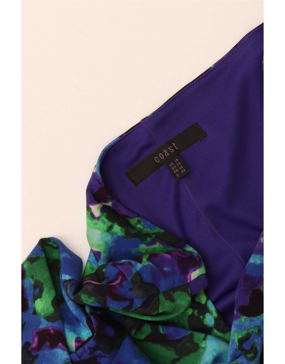 Vestido feminino Coast com padrão abstrato manga 3/4 UK 18 XL azul