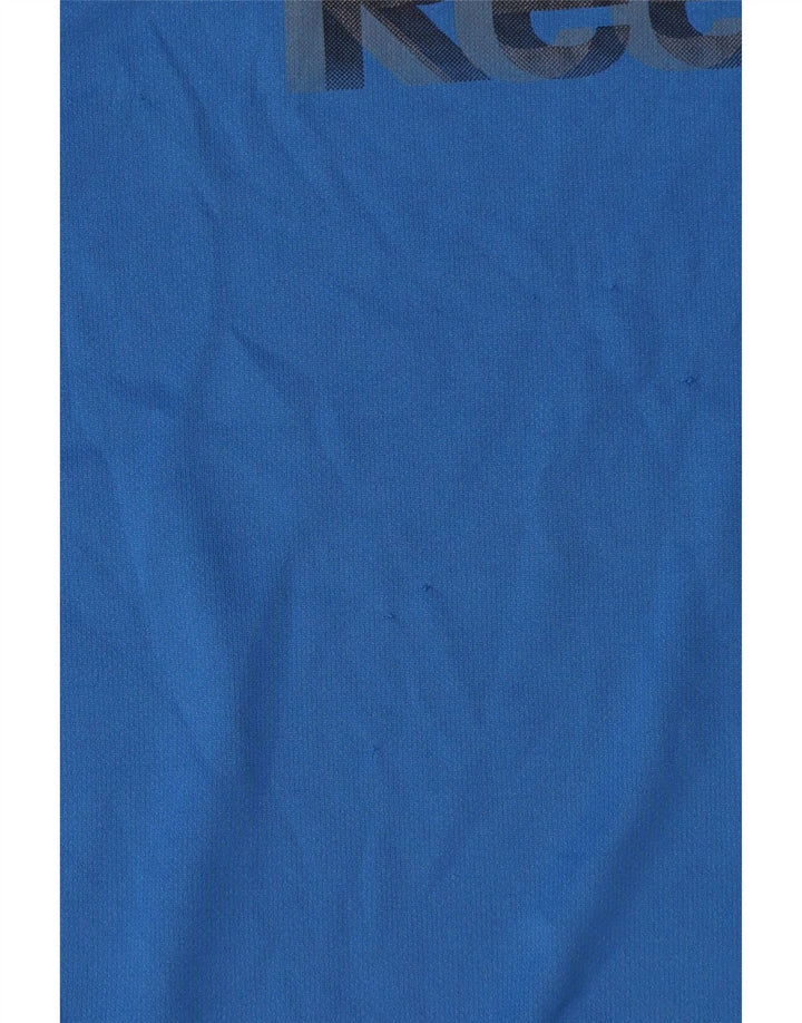 Camiseta gráfica masculina Reebok Top médio azul colorblock poliéster
