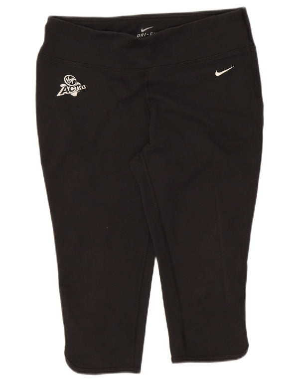 Nike Womens Dri Fit Bermuda Sport Shorts UK 8/10 Pequeno Algodão Preto