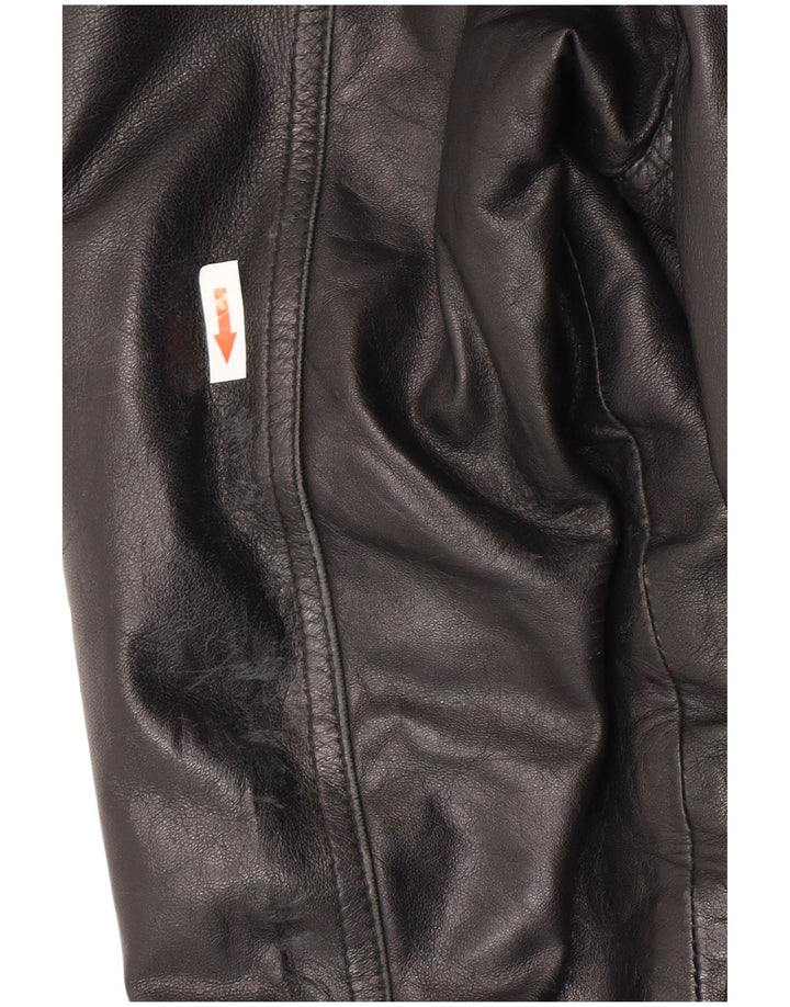 Jaqueta de couro masculina vintage UK 36 pequena couro preto
