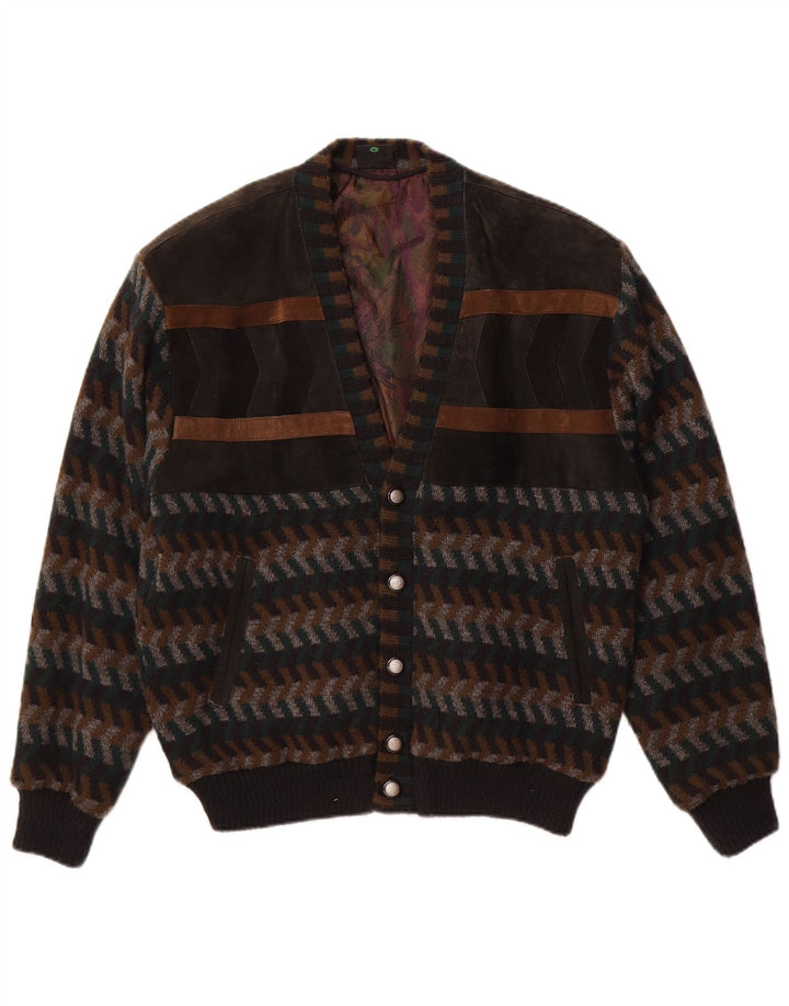 Suéter cardigã masculino WESTBURY UE 48/50 marrom médio Chevron acrílico