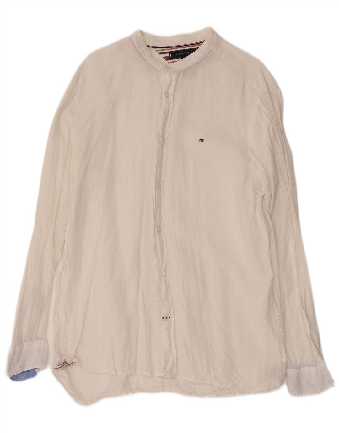 Camisa masculina TOMMY HILFIGER regular fit grande linho branco