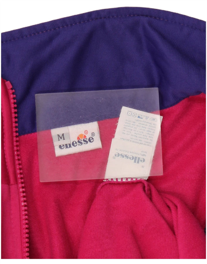 Ellesse Jaqueta feminina de agasalho UK 14 médio rosa colorblock retrô