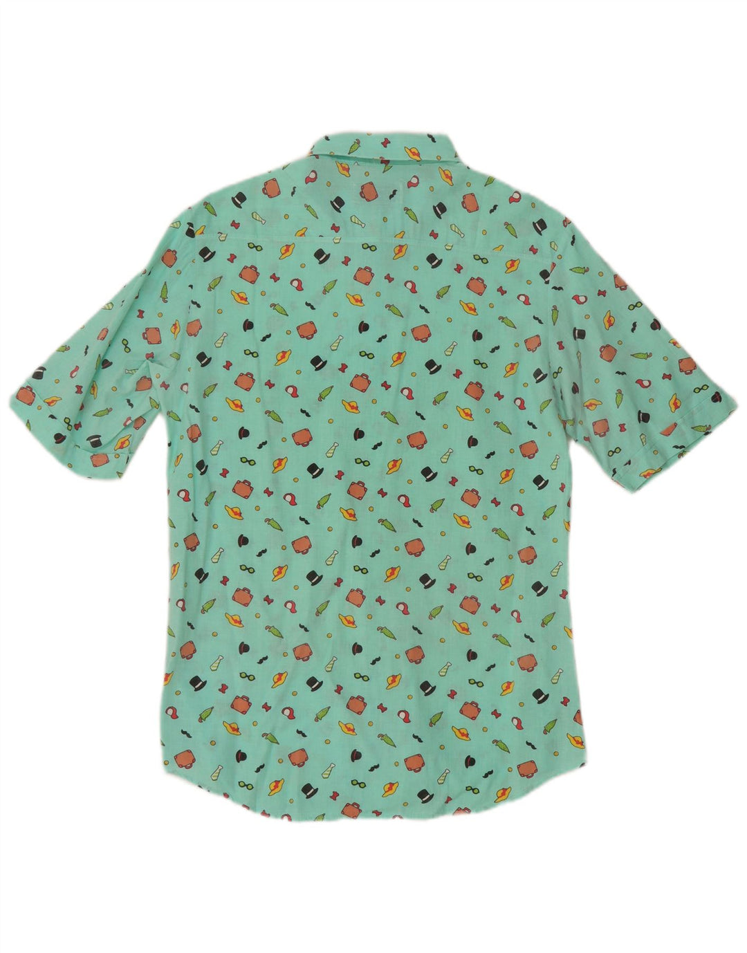 Camisa feminina vintage de manga curta com padrão abstrato Reino Unido 12 verde médio