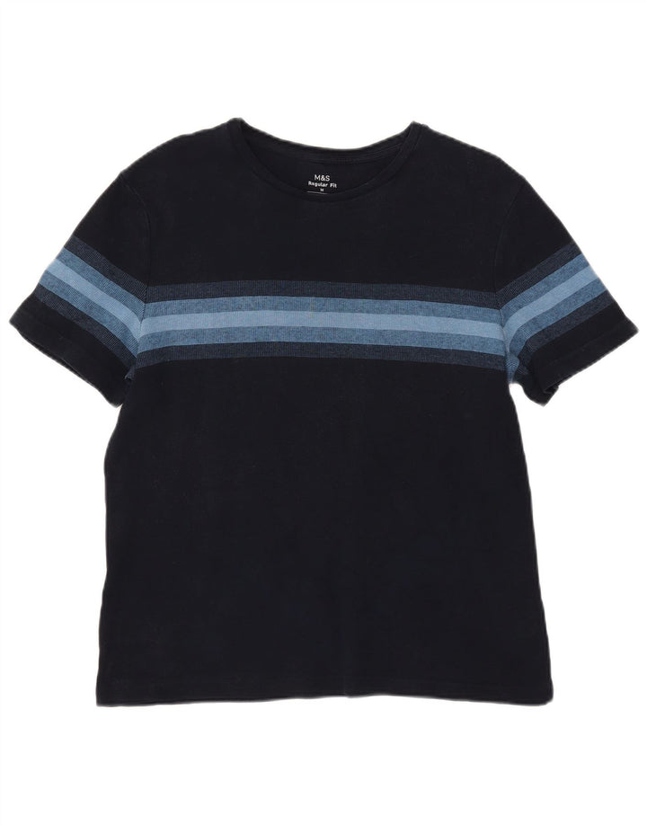 Camiseta feminina Marks & Spencer UK 14 médio listrado azul marinho