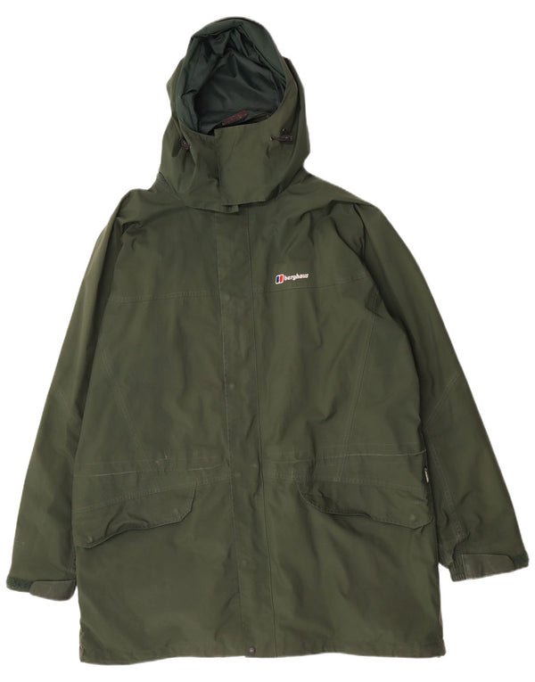 Capa de chuva masculina Berghaus com capuz UK 44 2XL poliéster verde