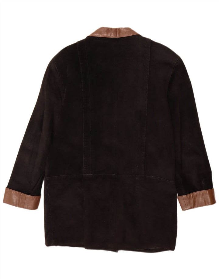 Jaqueta blazer feminina vintage de camurça com peito duplo UE 40 médio preto