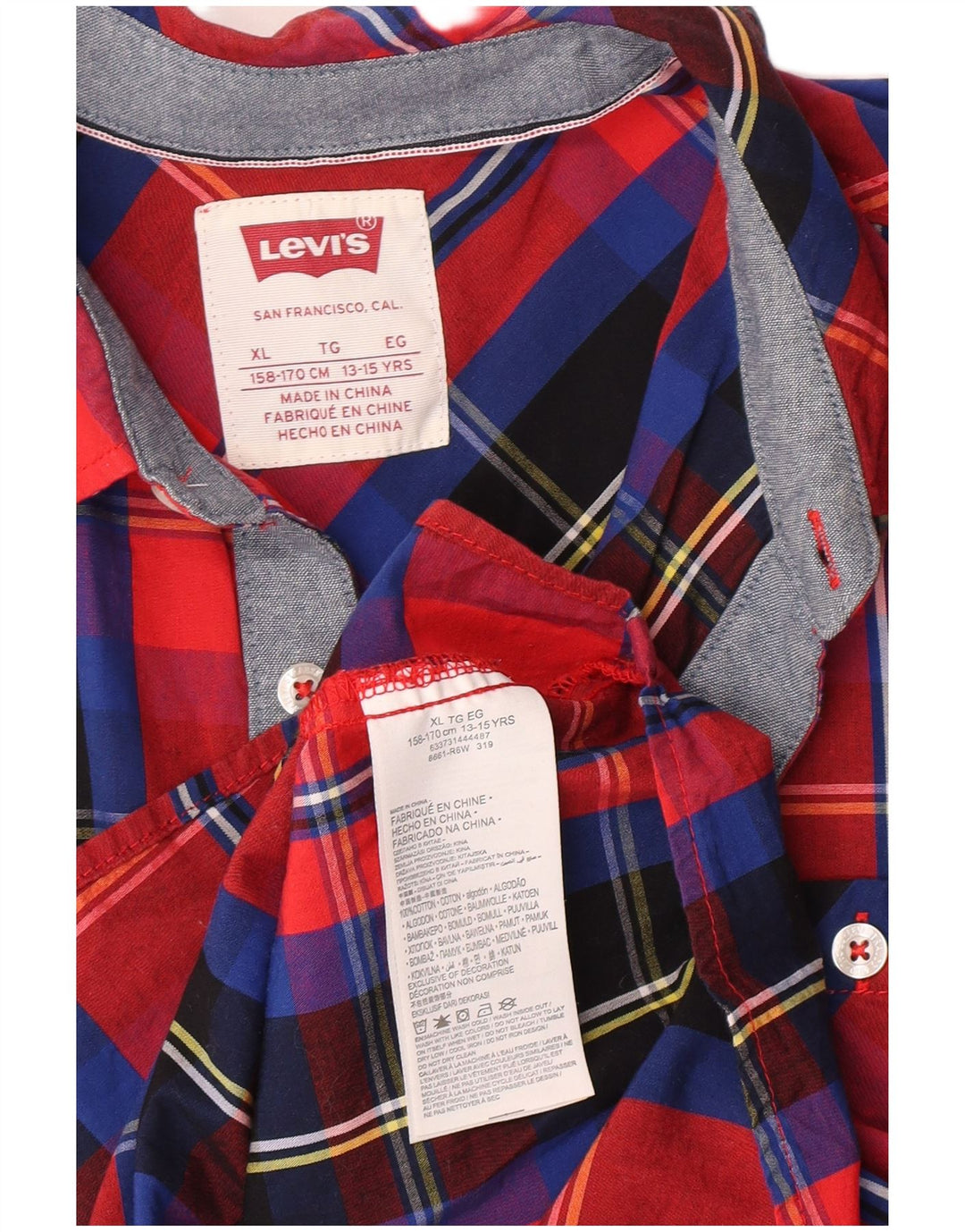 Camisa Levi's Menino 13-14 Anos XL Vermelho Xadrez Algodão