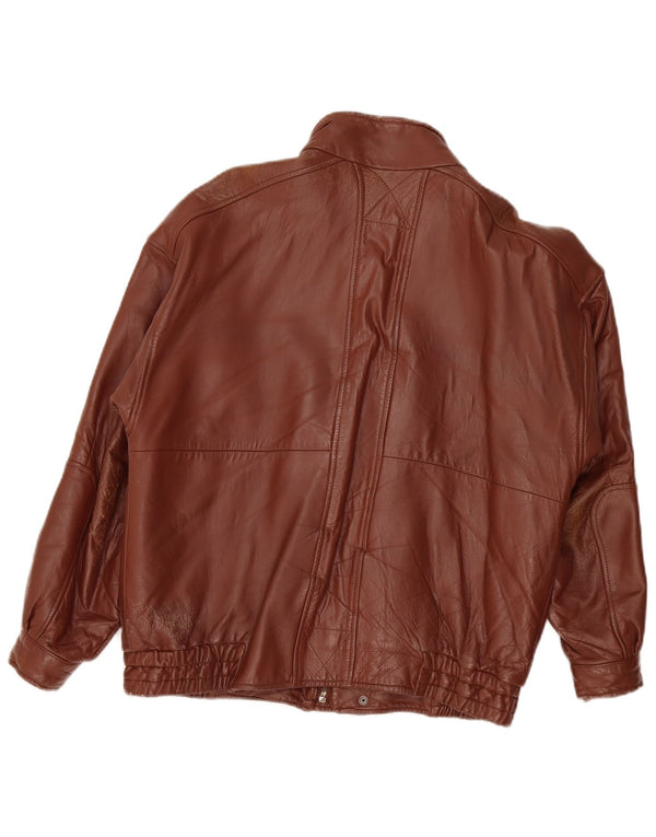 Jaqueta de couro masculina vintage UK 40 grande Borgonha