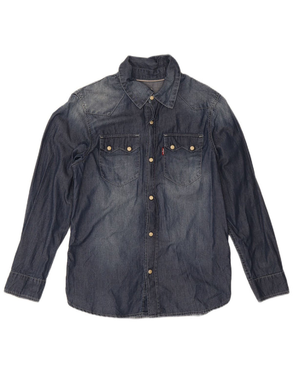 Camisa jeans Levi's Boys 11-12 anos azul marinho algodão