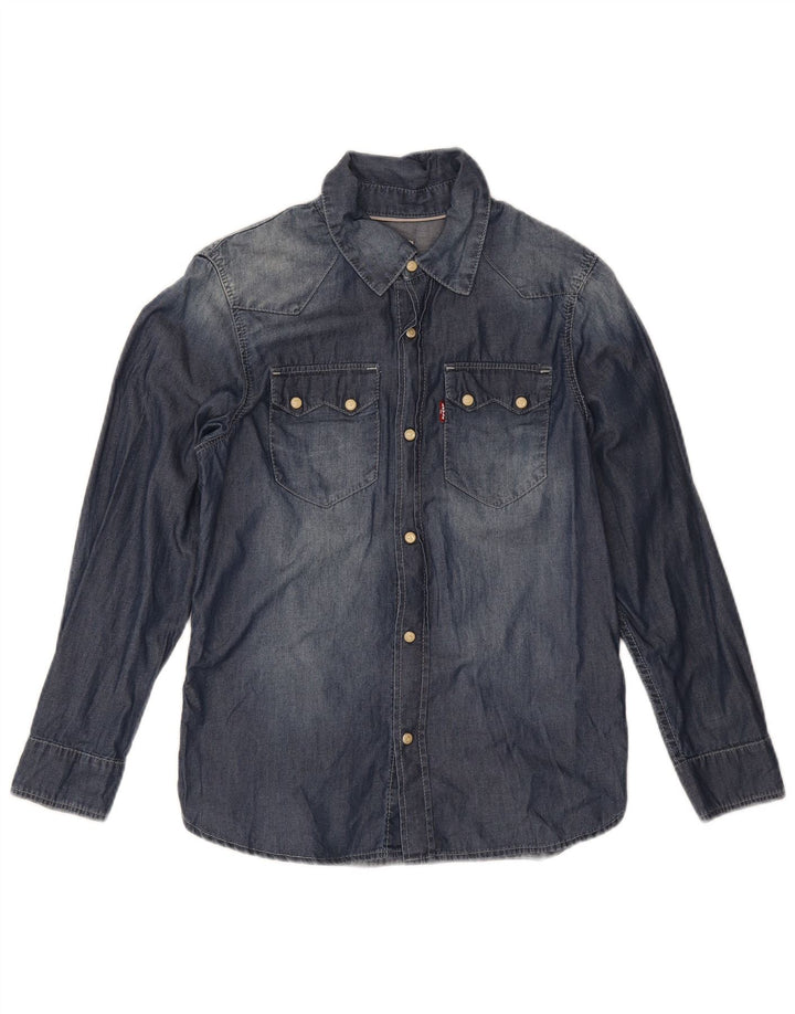 Camisa jeans Levi's Boys 11-12 anos azul marinho algodão