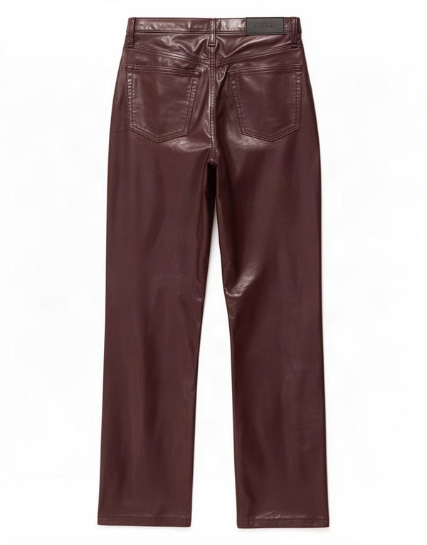 Calças retas femininas Topshop Reino Unido 8 pequenas W26 L26 poliuretano roxo