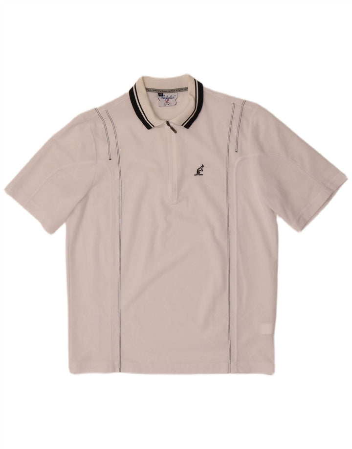 Camisa polo masculina AUSTRALIAN L'ALPINA com gola zip IT 50 poliéster branco médio