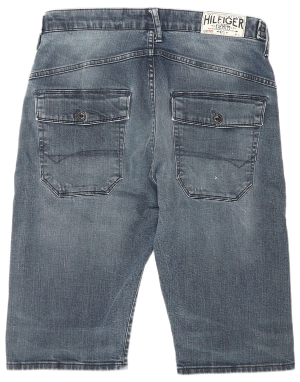 Shorts jeans masculino Tommy Hilfiger Curtis desgastado W32 azul médio