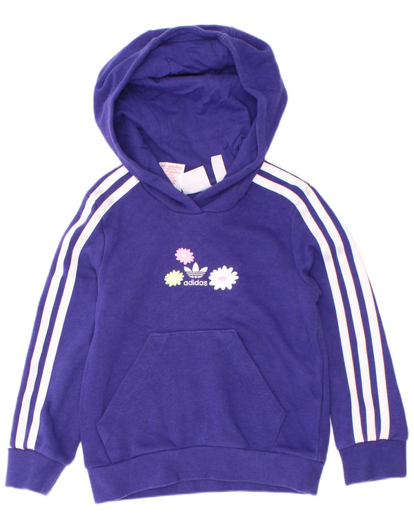 Suéter com capuz gráfico feminino Adidas 5-6 anos algodão floral roxo