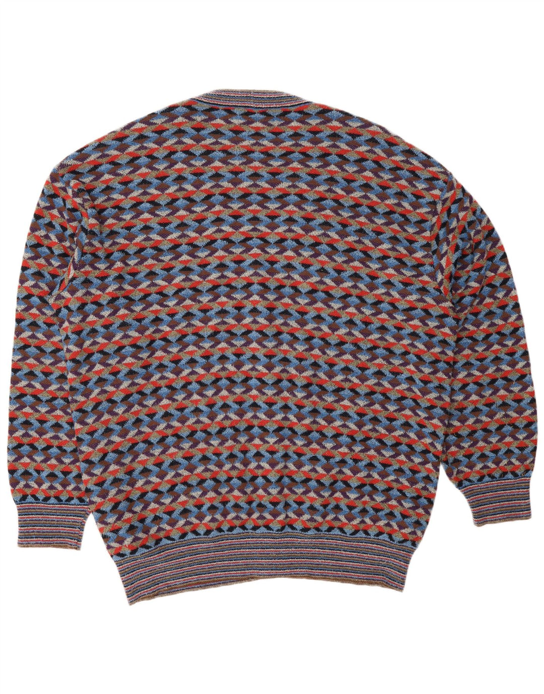 Suéter cardigã masculino MISSONI IT 54 XL designer geométrico multicolorido