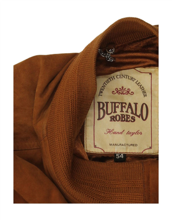 Jaqueta bomber masculina vintage de camurça IT 54 2XL couro marrom