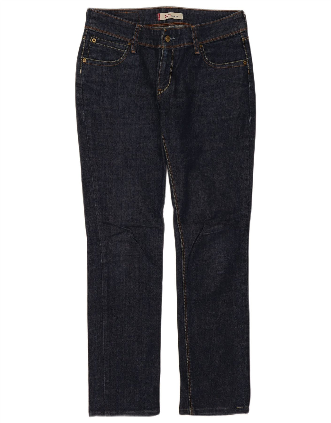 LEVI'S Feminino 571 Slim Jeans W32 L30 Azul Marinho Algodão