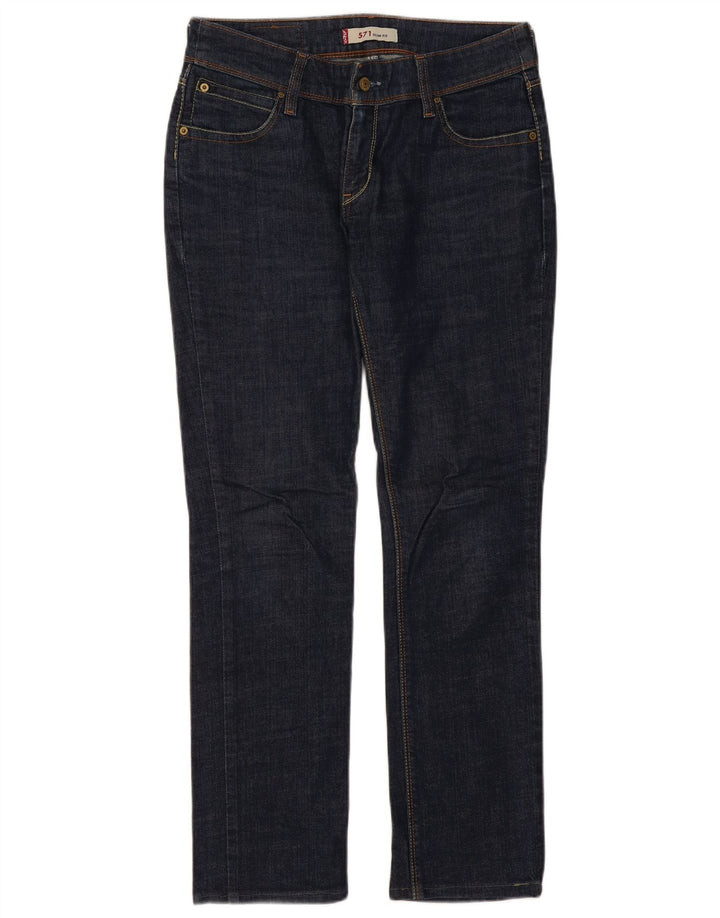 LEVI'S Feminino 571 Slim Jeans W32 L30 Azul Marinho Algodão