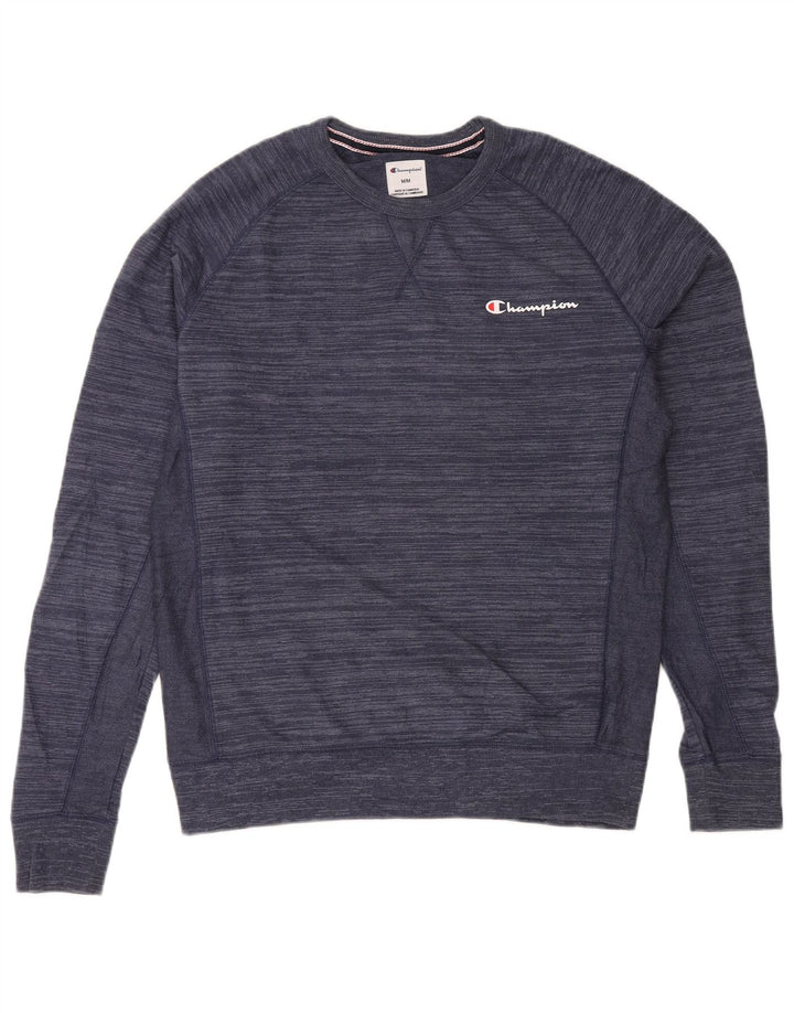 Champion moletom masculino jumper médio azul marinho listrado algodão