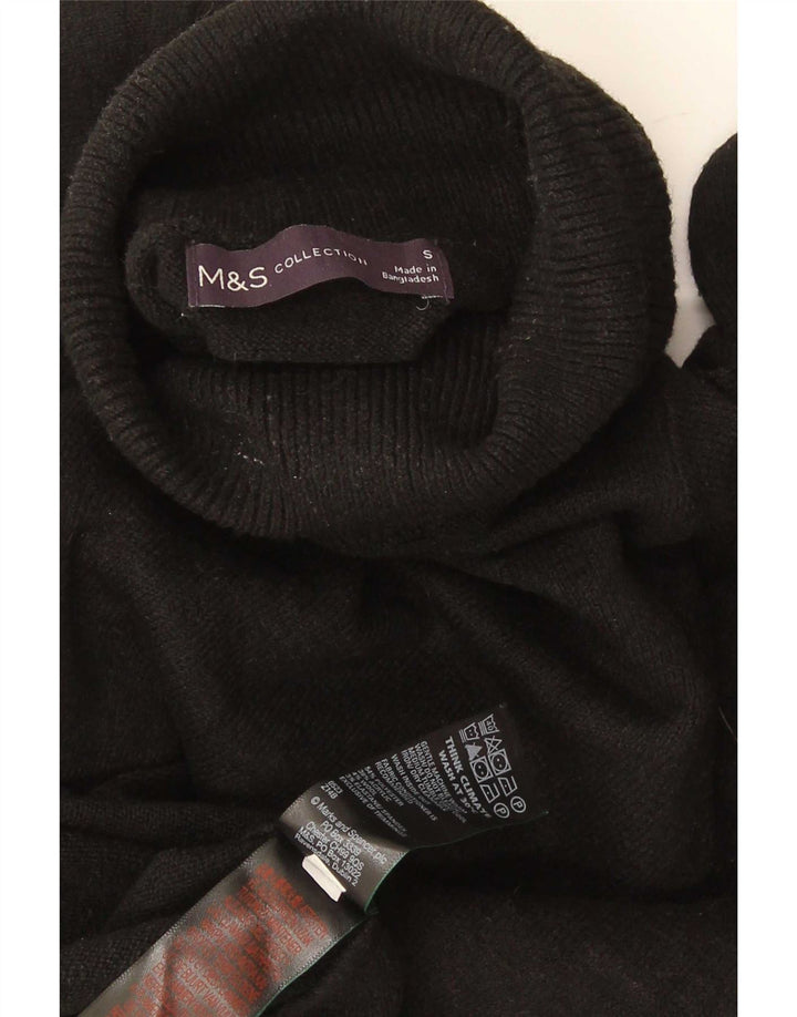 Suéter masculino Marks & Spencer com gola redonda, pequeno poliéster preto