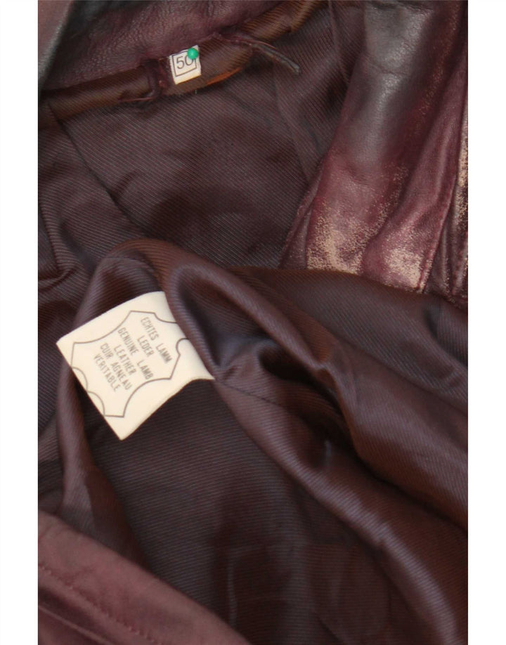 Colete utilitário de couro masculino vintage IT 50 grande marrom