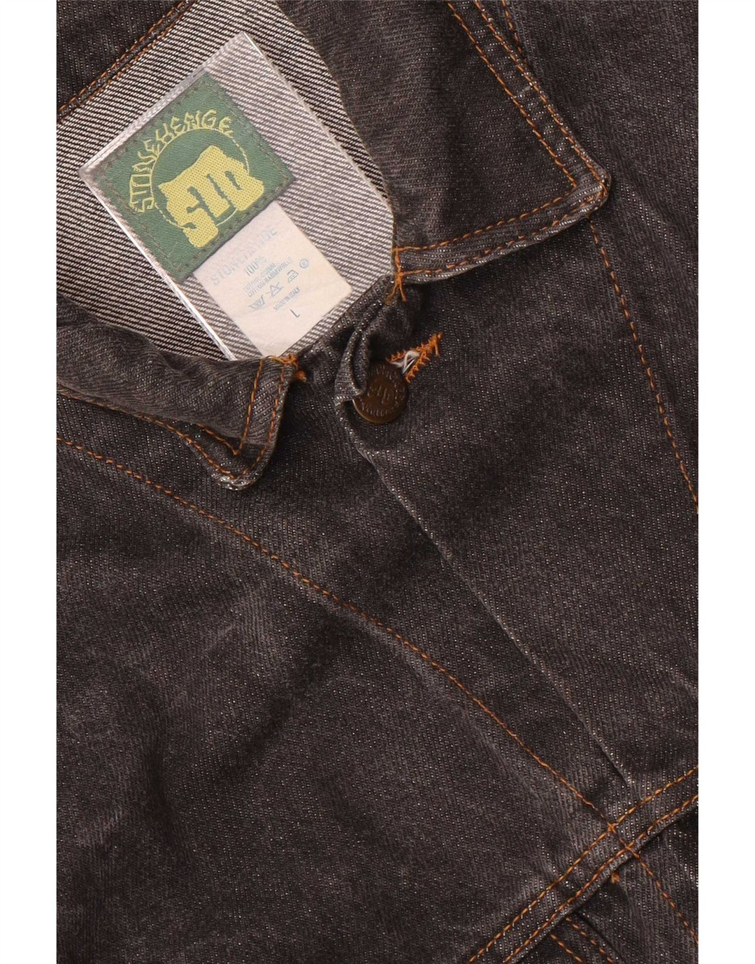 Jaqueta jeans masculina vintage UK 40 grande algodão preto