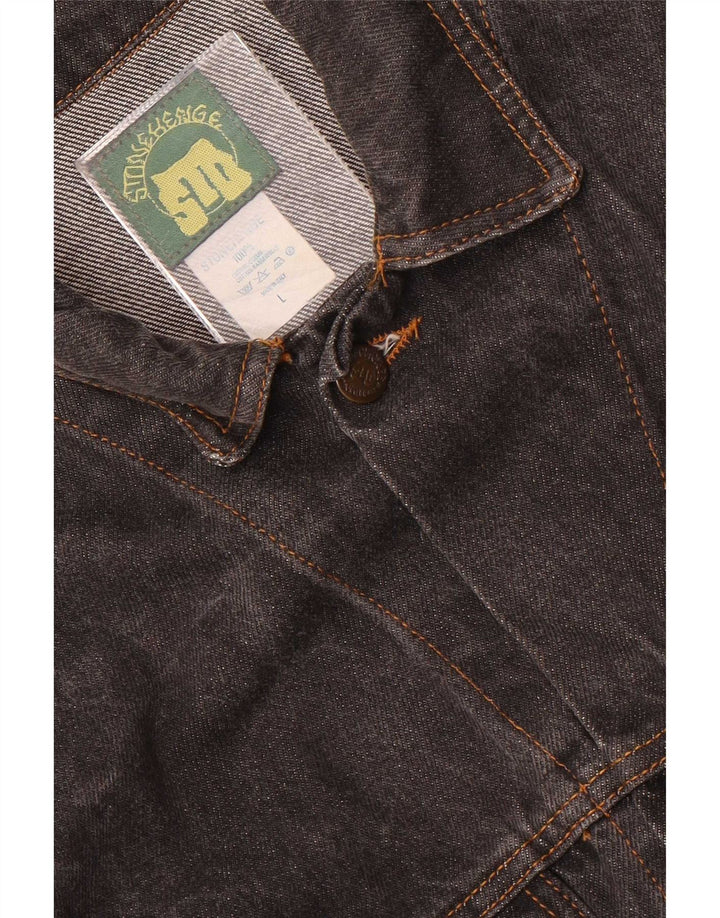 Jaqueta jeans masculina vintage UK 40 grande algodão preto